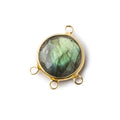 14mm Vermeil Bezel Labradorite Faceted Coin 3 ring Connector 1 piece