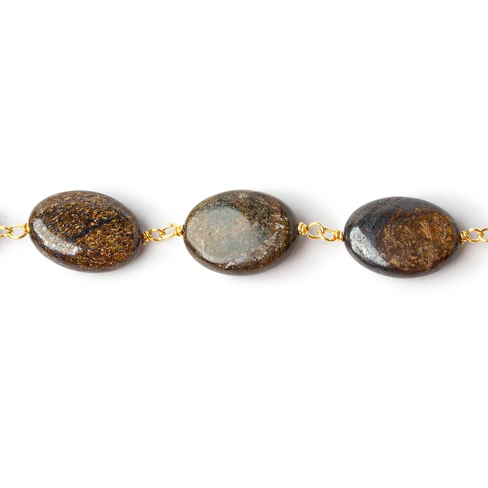 14x10mm Bronzite plain oval Vermeil Chain by the foot 17 pieces