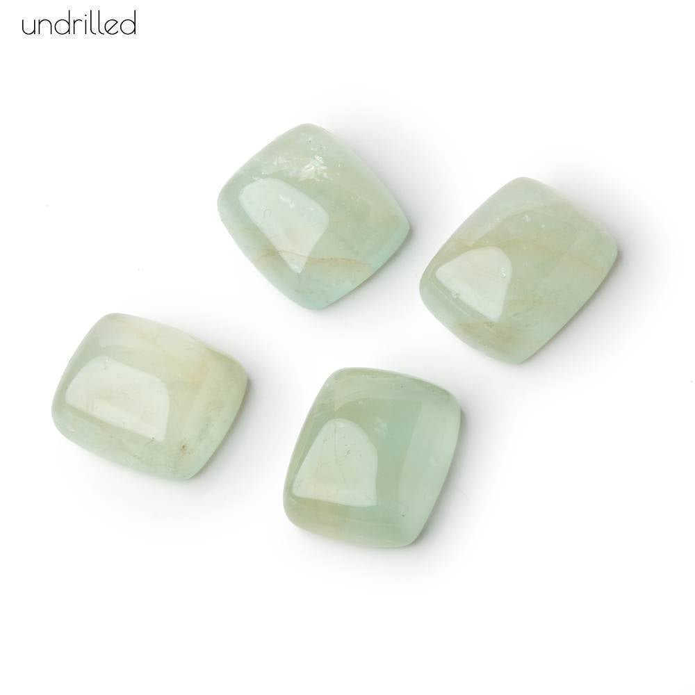 14x10mm Green Beryl Plain Cushion Cabochon Focal Beads - Undrilled