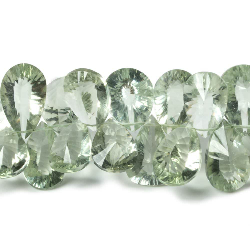 14x10mm-18x11mm Prasiolite Pavillion Faceted Pear Beads 8 inch 45 pieces AAA