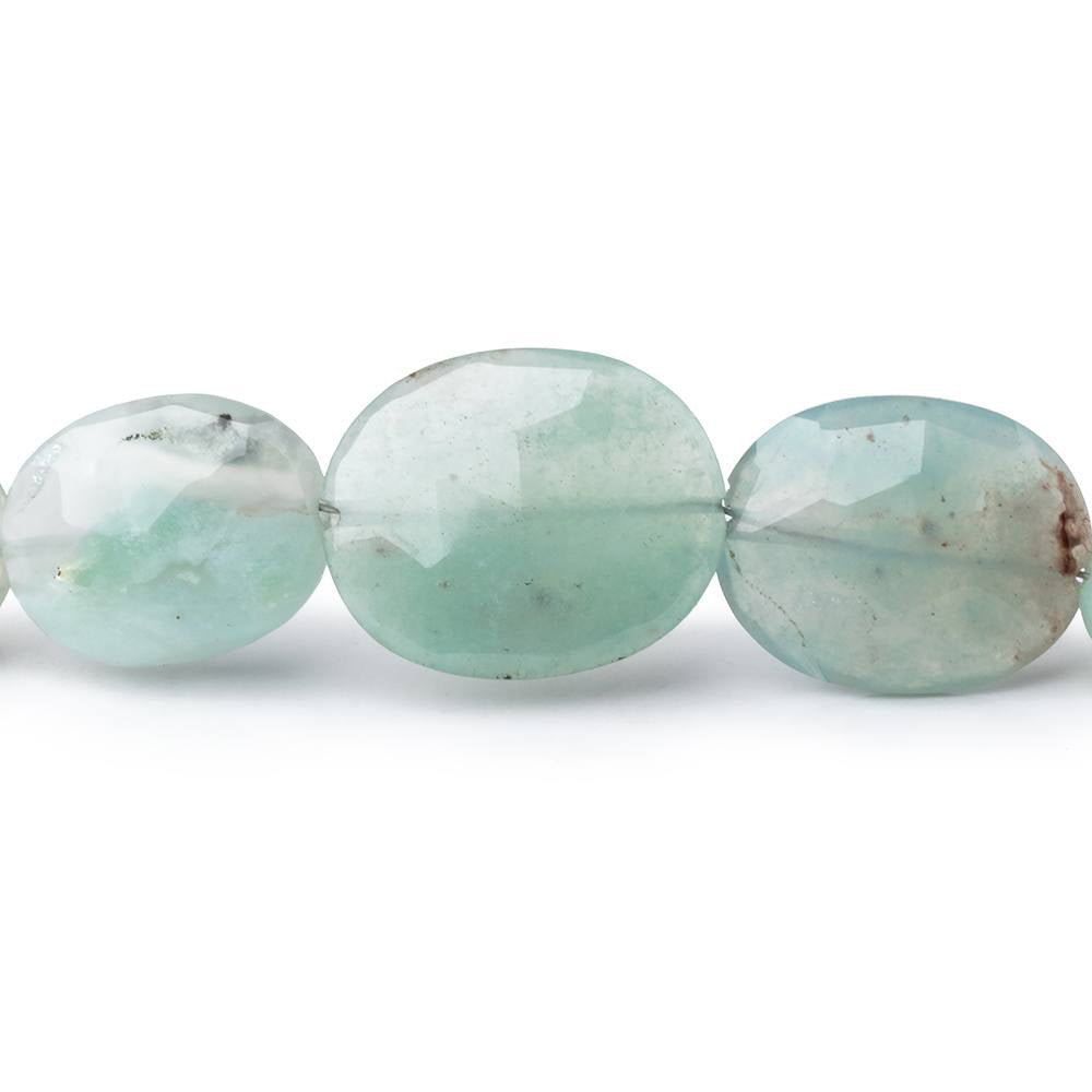 Natural Aqua Green Chalcedony Faceted Ovals 18 inch 31 Beads