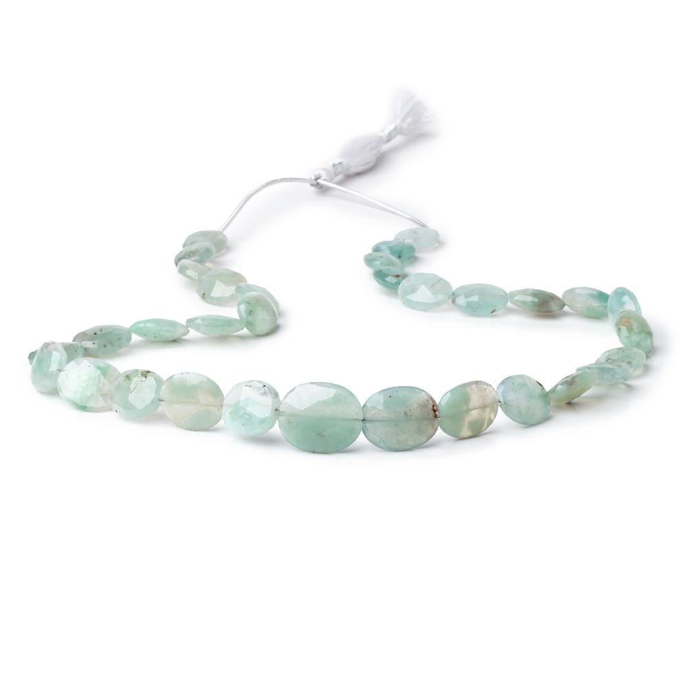 Natural Aqua Green Chalcedony Faceted Ovals 18 inch 31 Beads