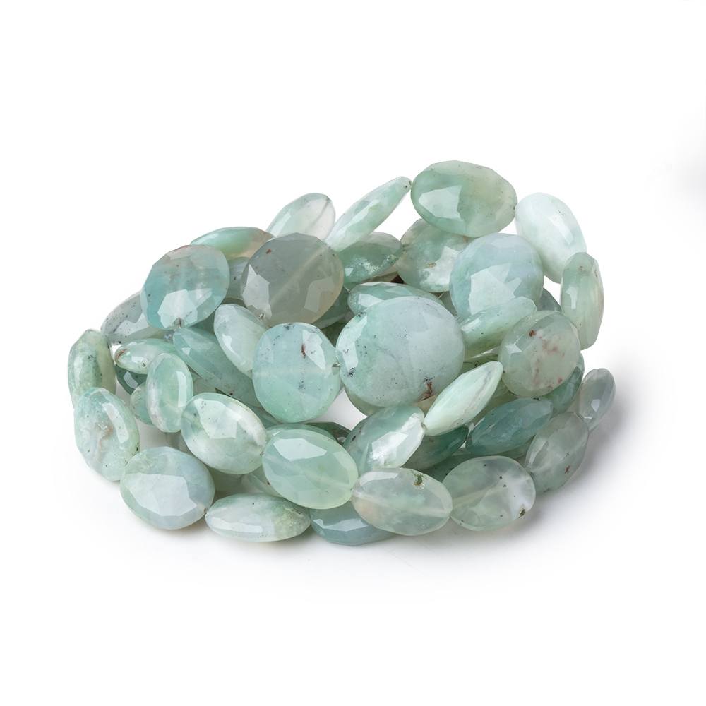 Natural Aqua Green Chalcedony Faceted Ovals 18 inch 31 Beads