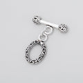 14x11mm Antiqued Sterling Silver Toggle Bali Design 1 piece