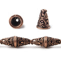 14x12mm Antiqued Copper Cone Granulated Bali Heart Design 8 in 14 pcs