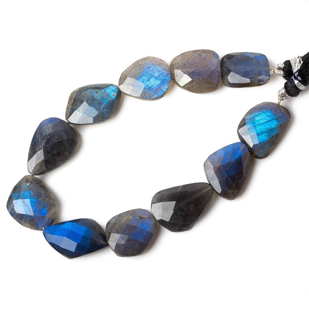 14x13-20x13mm Black Labradorite straight drill faceted nuggets 8 inch 8 beads