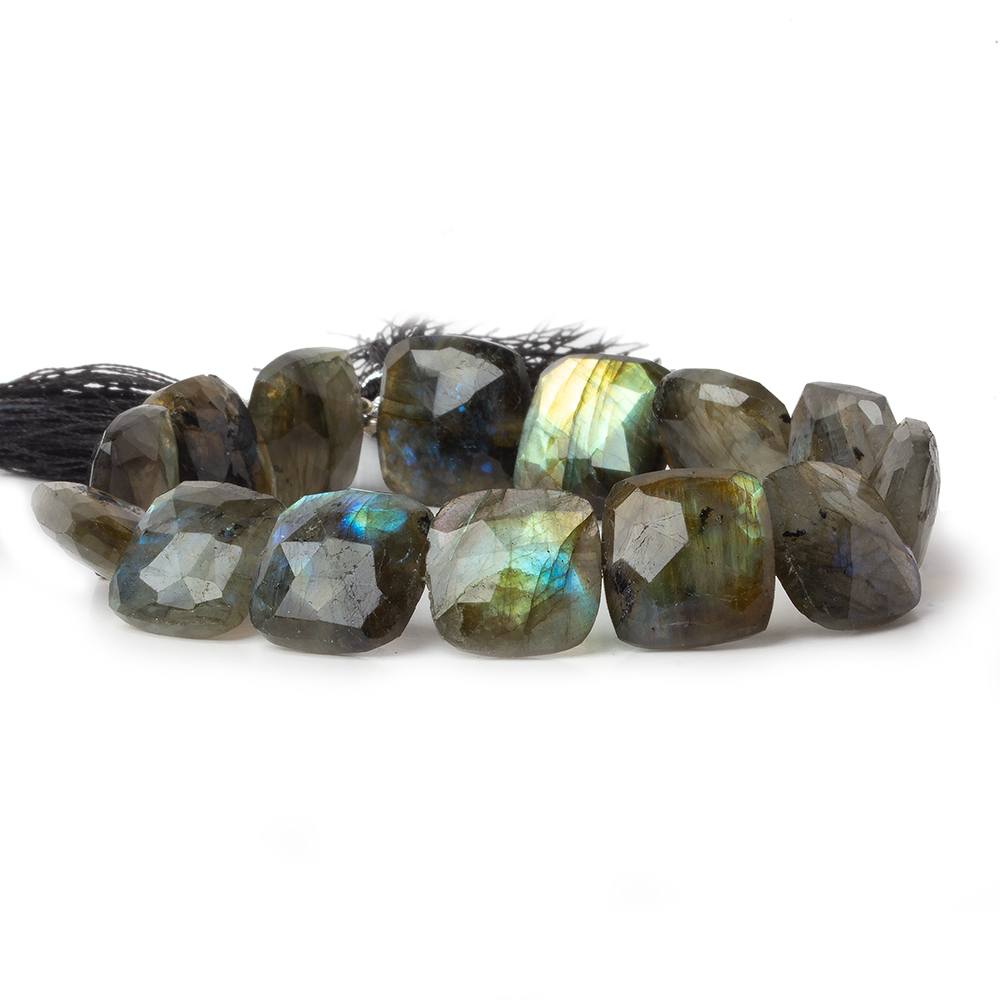 13x13-14x14mm Labradorite faceted square cushion beads 8 inch 14 pieces