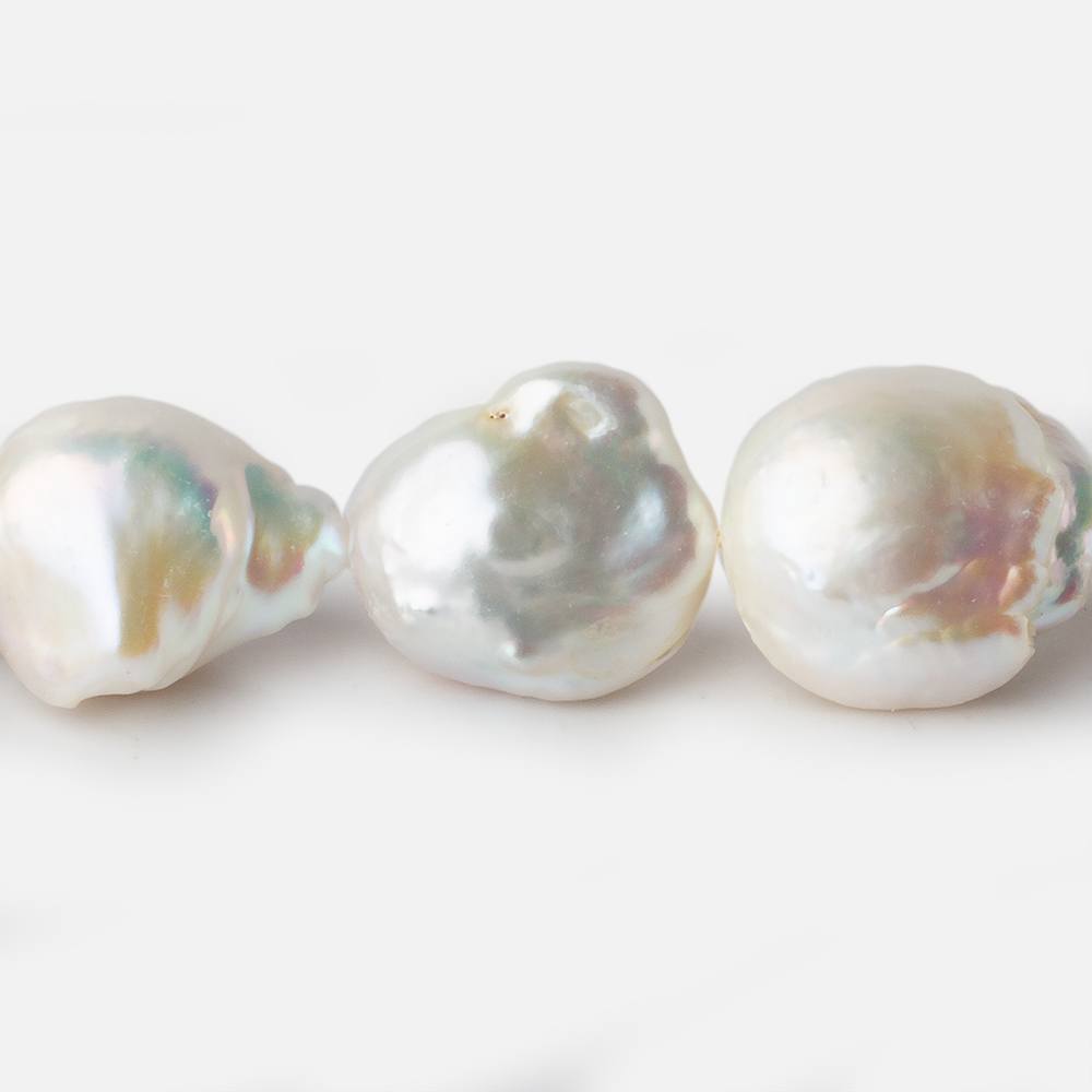 14x14-16x20mm  White Ultra Baroque Freshwater Pearl 16 inch 21 pieces A