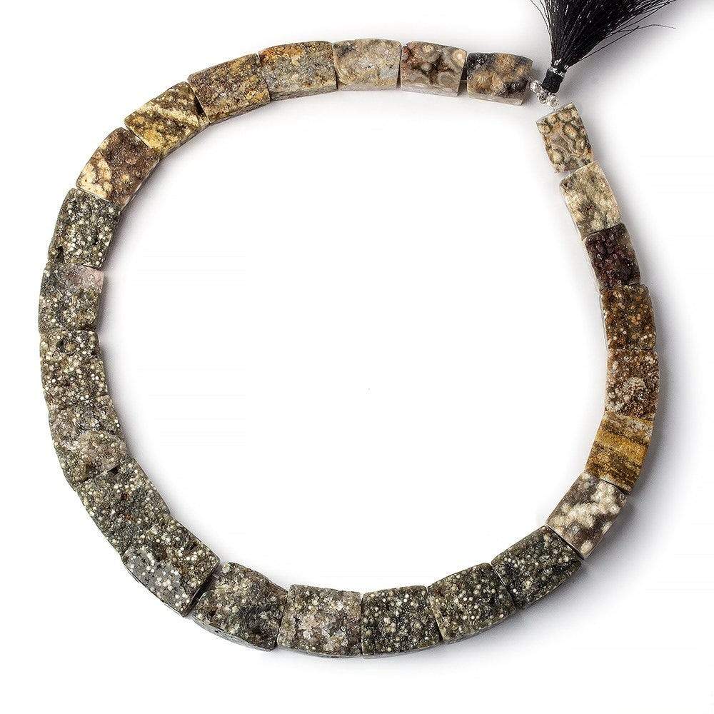 14x19-21x24mm Natural Crystal & Polished Ocean Jasper fancy shape Collar 25 beads AA
