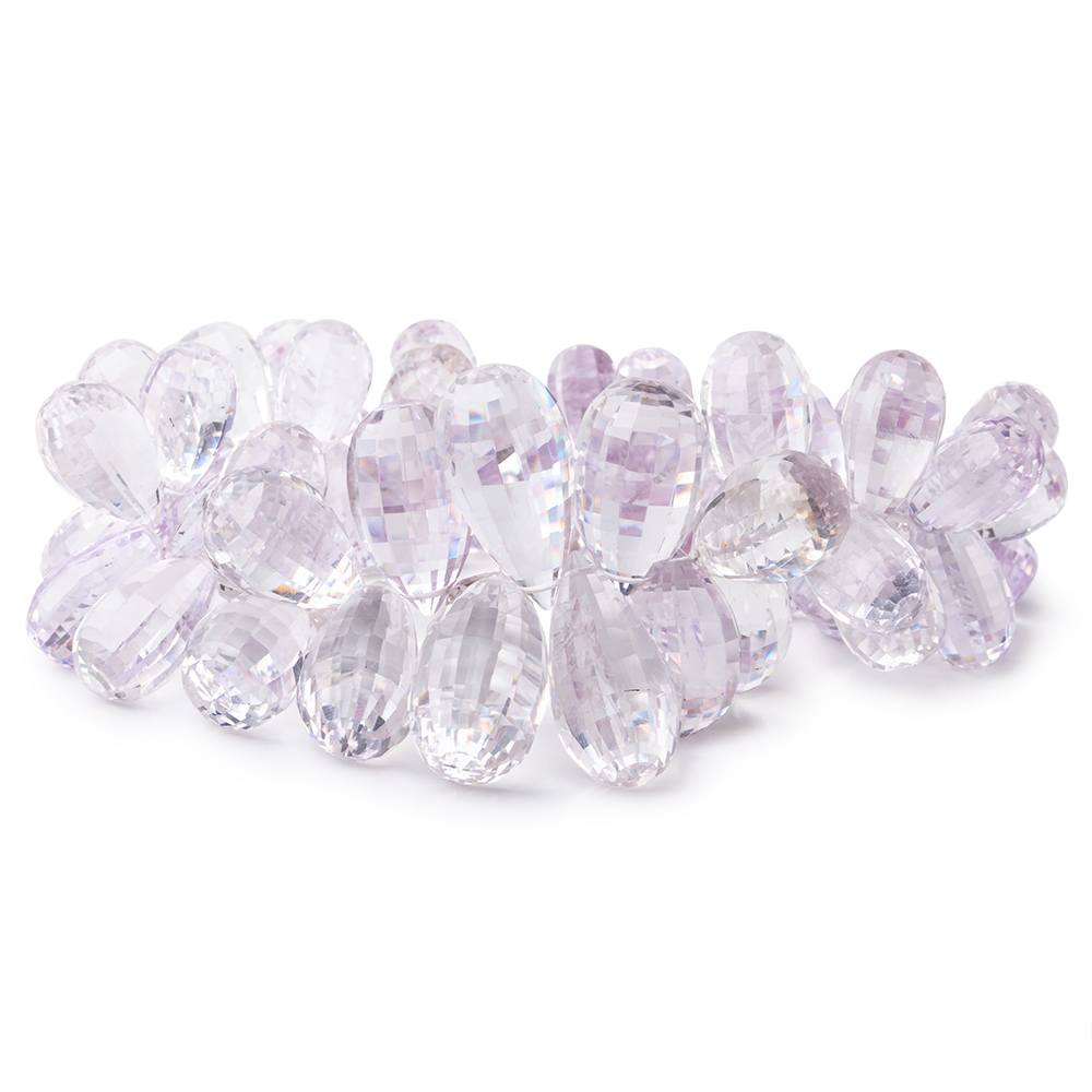 14x8-21x11mm Pink Amethyst Checkerboard Faceted Tear Drops 8 inch 62 Beads