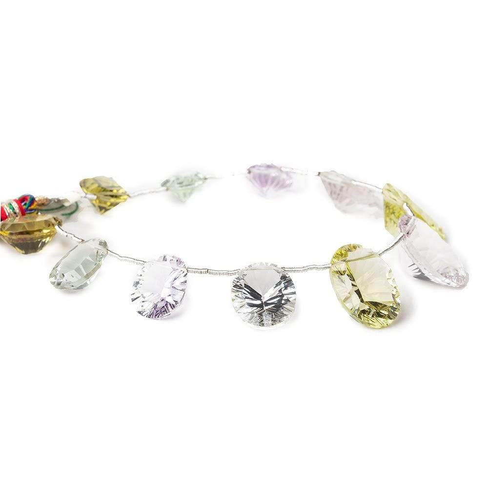 14x9-18x12mm Multi-gemstone Concave Faceted Oval Beads 11 pieces AAA