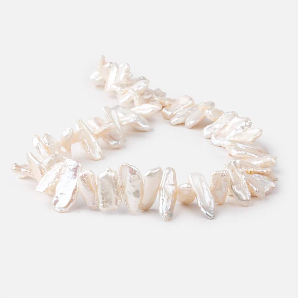 14x9-19x10mm Rosé White Biwa Freshwater Pearls 16 inch 34 pieces