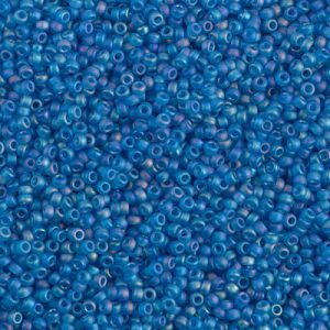 Miyuki 15-149FR   15/0 Matte Transparent Capri Blue AB Glass Seed Beads - 5 or 10 gm