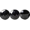 15-16mm Black Onyx faceted coin beads 8 inch 13 pieces AAA