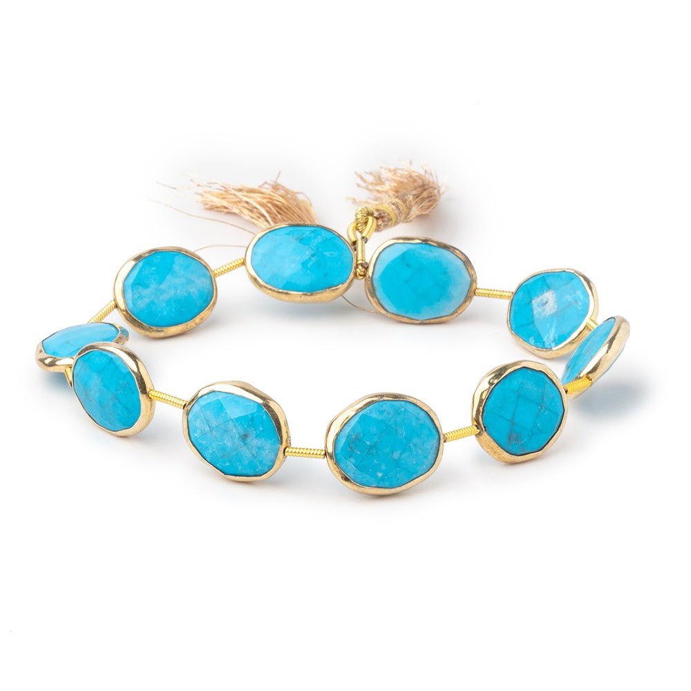 15.5-16.5mm Vermeil Bezel Turquoise Howlite Faceted Nuggets 8 inch 10 Beads