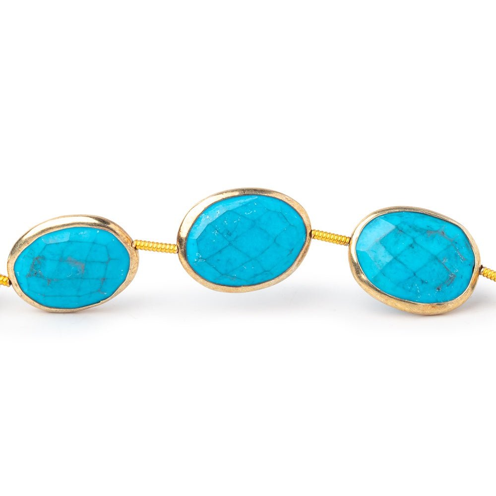 15.5-16.5mm Vermeil Bezel Turquoise Howlite Faceted Nuggets 8 inch 10 Beads