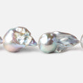 15.5-16mm Silver Ultra Baroque Freshwater Pearls 16.5 inch 14 pcs .8mm drill hole AAA