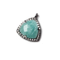15.5mm Black Gold Bezel White CZ and Amazonite Triangle Pendant 1 piece