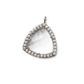 15.5mm Black Gold Bezel White CZ and Crystal Quartz Triangle Pendant 1 piece