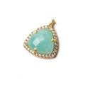 15.5mm Vermeil Bezel CZ and Amazonite Triangle Pendant 1 piece
