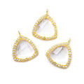 15.5mm Vermeil Bezel White CZ and Crystal Quartz Triangle Pendant 1 piece