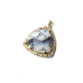 15.5mm Vermeil Bezel White CZ and Dendritic Opal Triangle Pendant 1 piece