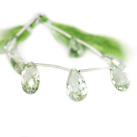 15.5x10-21.5x10mm Prasiolite pavilion faceted pears 6 inch 9 beads AAA