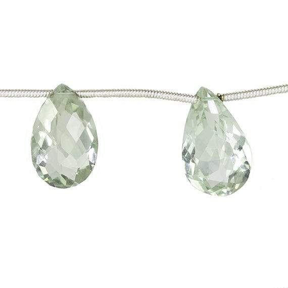 15.5x10-21.5x10mm Prasiolite pavilion faceted pears 6 inch 9 beads AAA