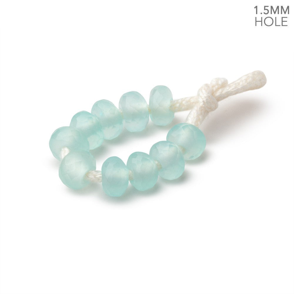 6mm Seafoam Blue Chalcedony 1.5mm Large Hole Faceted Rondelle Set of 10 Beads