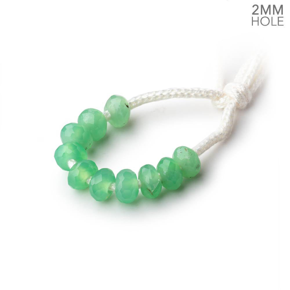 6mm Pale Chrysoprase 2mm Large Hole Faceted Rondelle Set of 10