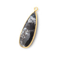 31x12mm Vermeil Bezeled Dendritic Opal Faceted Pear Focal 1 Pendant