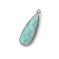 32x12mm Black Gold Bezeled Amazonite Pear Pendant 1 piece