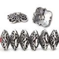 15mm Antiqued Sterling Silver plated Copper Moroccan Scroll Bead Cap 8 inch 64 beads