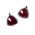 15mm Black Gold Bezeled White CZ & Ruby Triangle Pendant 1 piece