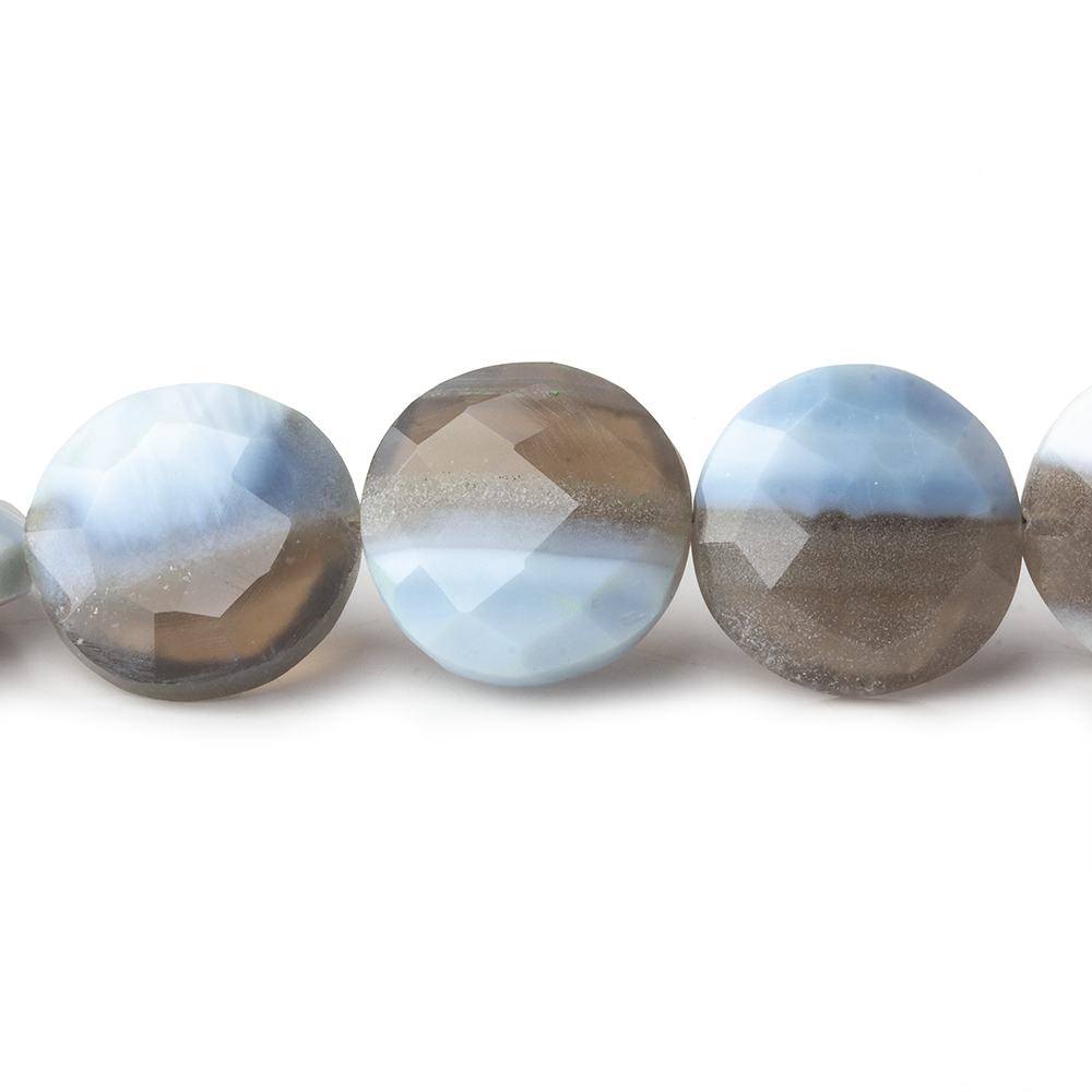 15mm Owyhee Natural Blue Opal faceted coins 8 inch 13 beads A