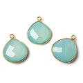 15mm Vermeil Bezel Aqua Chalcedony Heart Focal Pendant 1 piece