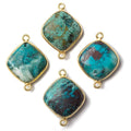 15mm Vermeil Bezeled Chrysocolla plain pillow Focal Connector 1 piece