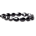 15x10mm Black Onyx straight drilled faceted oval beads 8 inch 14 pieces AAA