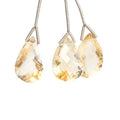 15x11-17x11mm Citrine Pavilion Faceted Pear Focal Bead Set of 3