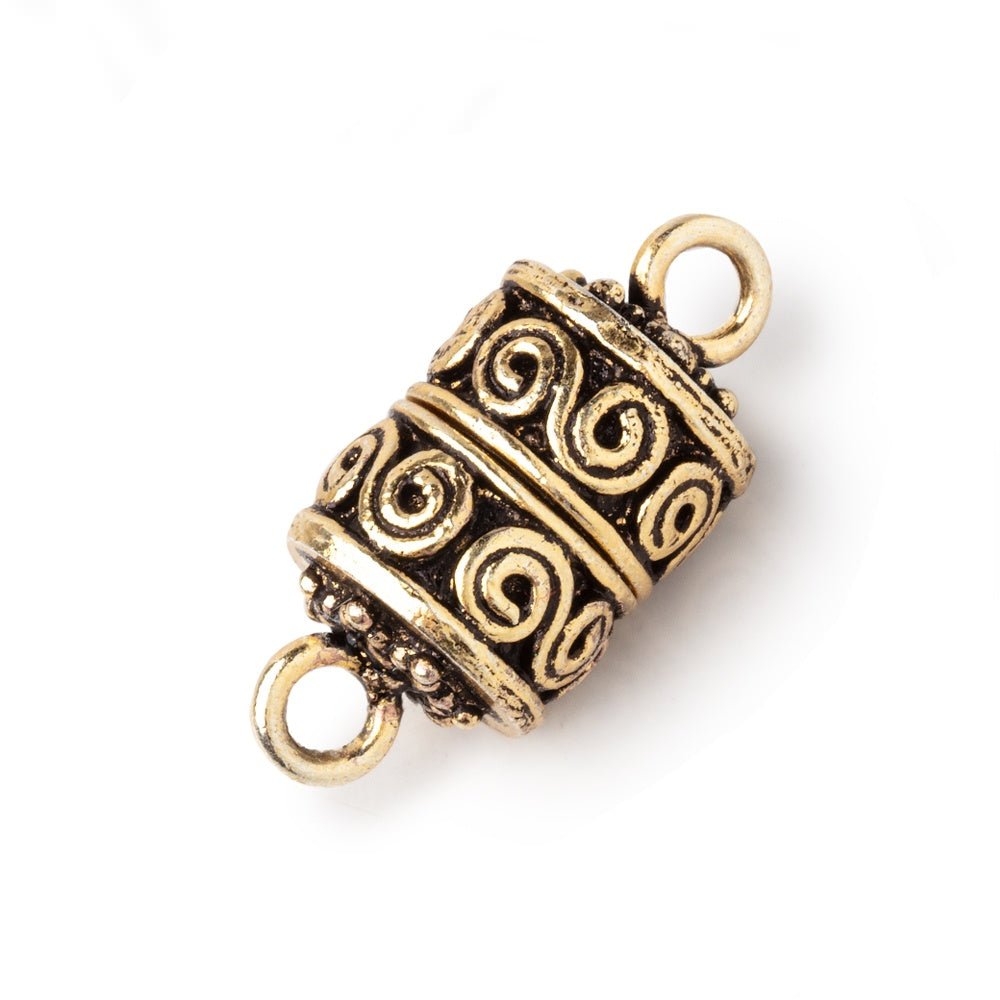 15x11mm Antiqued 22kt Gold Plated Wave Scroll Magnetic Clasp 1 piece