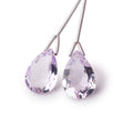 15x11mm Pale Pink Amethyst Pavilion Faceted Pear Focal Set of 2 Beads AAA