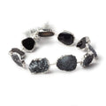 15x12-16x13mm Silver Leafed Black Drusy Strand 8 inch 10 pieces
