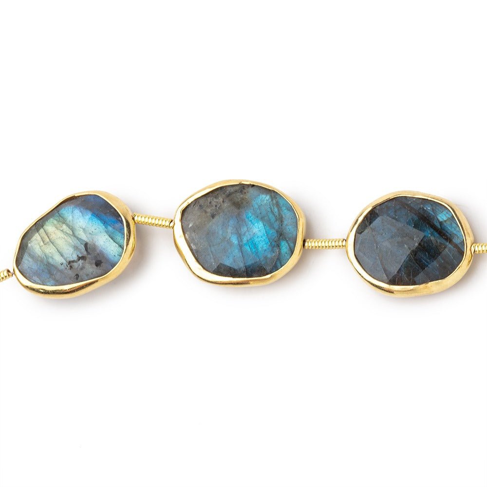 15x12-16x13mm Vermeil Bezel Labradorite Faceted Nugget Beads 8 inch 10 pieces