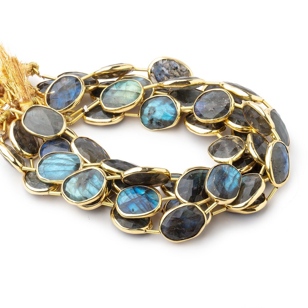 15x12-16x13mm Vermeil Bezel Labradorite Faceted Nugget Beads 8 inch 10 pieces
