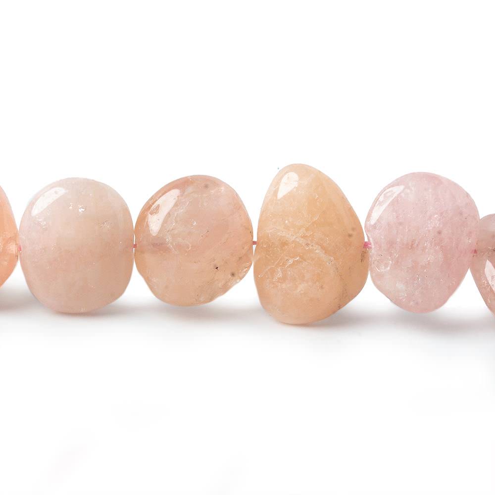 15x12-18x13mm Morganite (Pink Beryl) side drilled plain nuggets 16 inch 33 beads AA