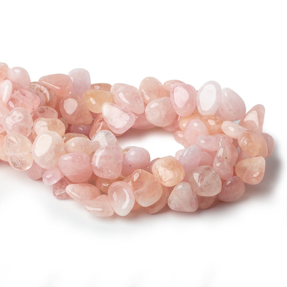 15x12-18x13mm Morganite (Pink Beryl) side drilled plain nuggets 16 inch 33 beads AA