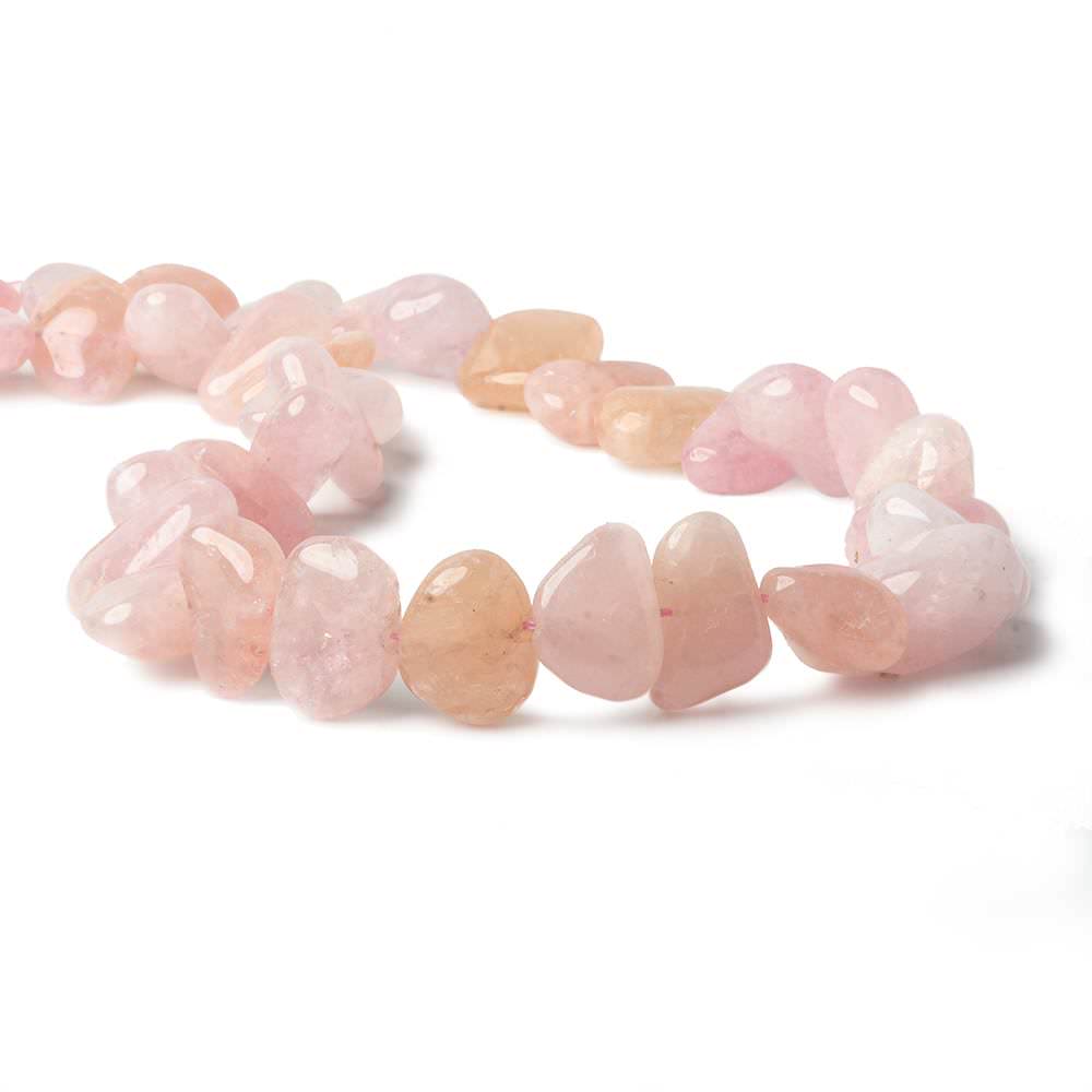 15x12-18x13mm Morganite (Pink Beryl) side drilled plain nuggets 16 inch 33 beads AA