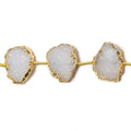 15x12mm-16x13mm Gold Leafed Creamy White Drusy Strand 7 inch 10 pieces