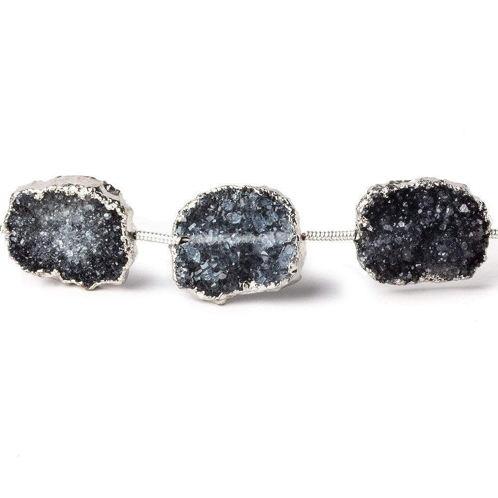 15x13-16x13mm Silver Leafed Grey Black Drusy Strand 4 inch 5 pieces