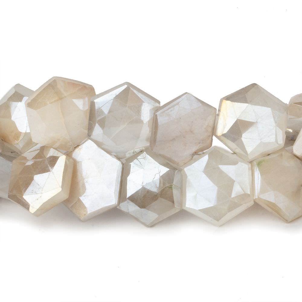 12-13mm Mystic Multi Color Moonstone Faceted Hexagonals 8 inch 32 beads